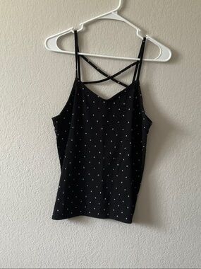 Universal Thread Black Polka Dot Crisscross Cami Tank